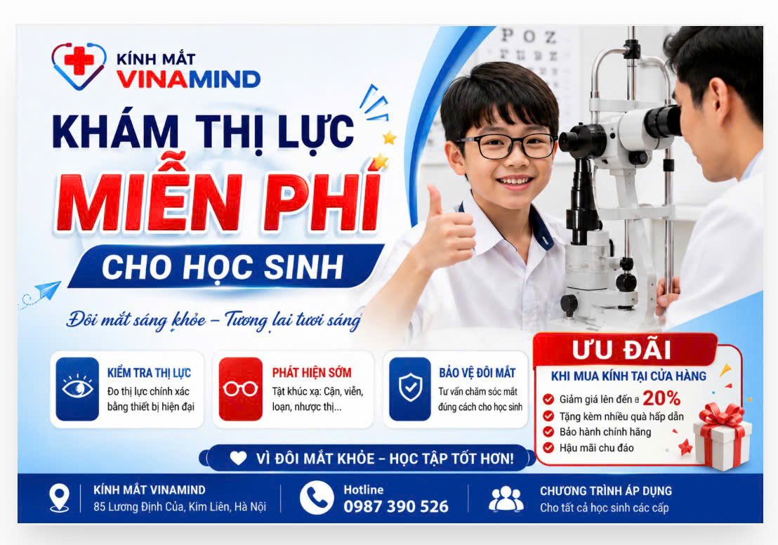Khám Thị Lực Miễn Phí Cho Học Sinh Tại Kính Mắt Vinamind – Chăm Sóc Đôi Mắt, Đồng Hành Cùng Tương Lai